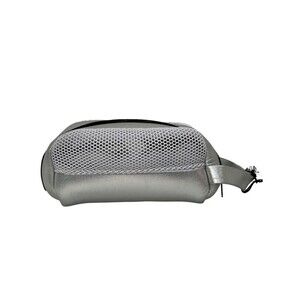 Ah-Dorned Sport New York Travel Make Up Bag Metallic Silver Zip Close Vacation